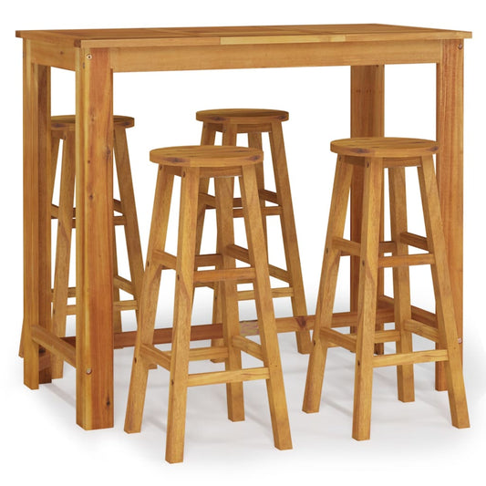 Garden Bar Set Natural Wood Solid Acacia Wood For 4 people