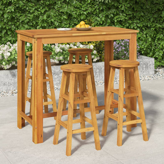 Garden Bar Set Natural Wood Solid Acacia Wood For 4 people