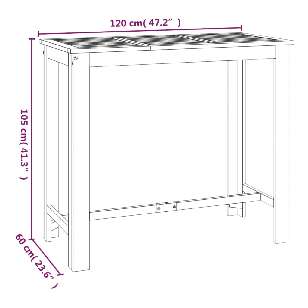 Garden Bar Set Natural Acacia Solid Acacia wood For 6 people