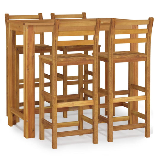 Garden Bar Set Natural Wood Solid Acacia Wood 5 Piece Set Tough