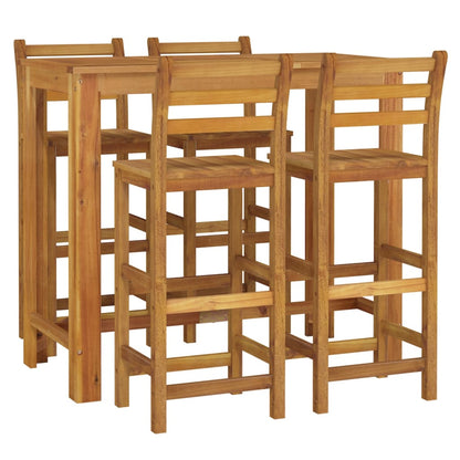 Garden Bar Set Natural Wood Solid Acacia Wood 5 Piece Set Tough