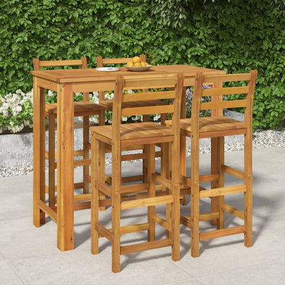 Garden Bar Set Natural Wood Solid Acacia Wood 5 Piece Set Tough