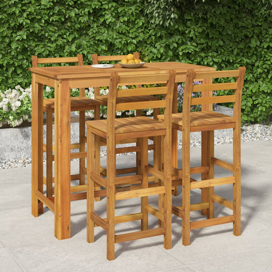 Garden Bar Set Natural Wood Solid Acacia Wood 5 Piece Set Tough