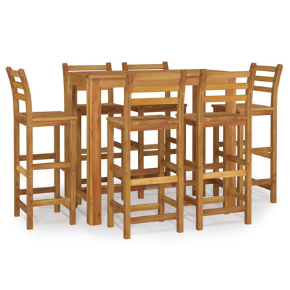 Garden Bar Set Natural Brown Solid Acacia Wood Medium Durable