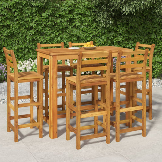 Garden Bar Set Natural Brown Solid Acacia Wood Medium Durable