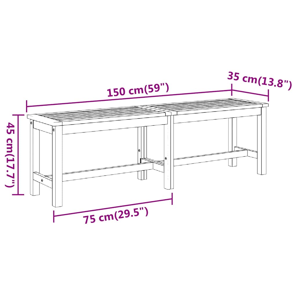 Garden Bench Brown Solid acacia wood 59.1 in Durable