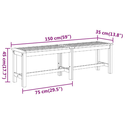 Garden Bench Brown Solid acacia wood 59.1 in Durable