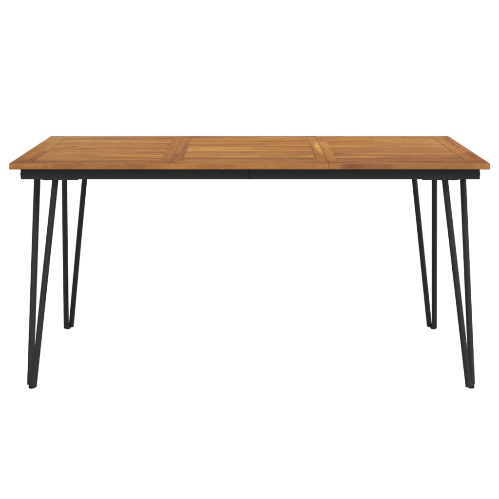 Garden Table Brown, Black Solid acacia wood, powder-coated metal