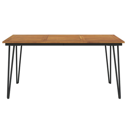Garden Table Brown, Black Solid acacia wood, powder-coated metal