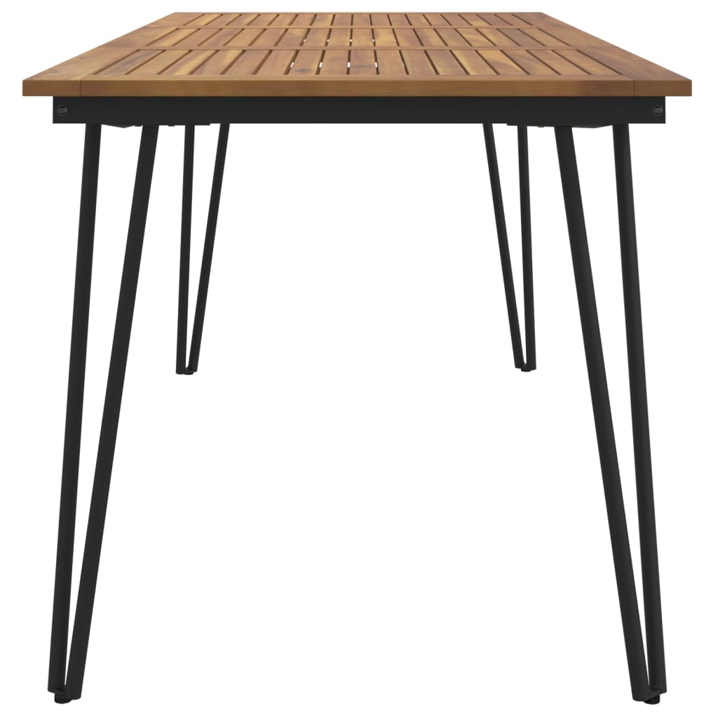 Garden Table Brown, Black Solid acacia wood, powder-coated metal