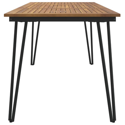 Garden Table Brown, Black Solid acacia wood, powder-coated metal