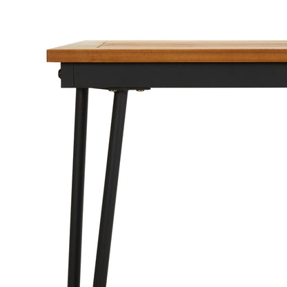 Garden Table Brown, Black Solid acacia wood, powder-coated metal
