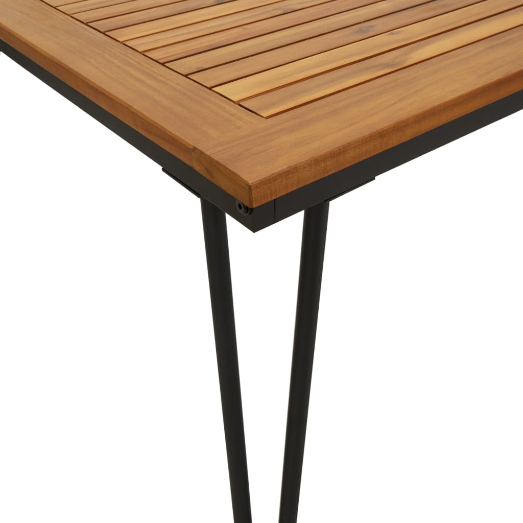 Garden Table Brown, Black Solid acacia wood, powder-coated metal