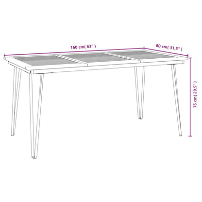 Garden Table Brown, Black Solid acacia wood, powder-coated metal