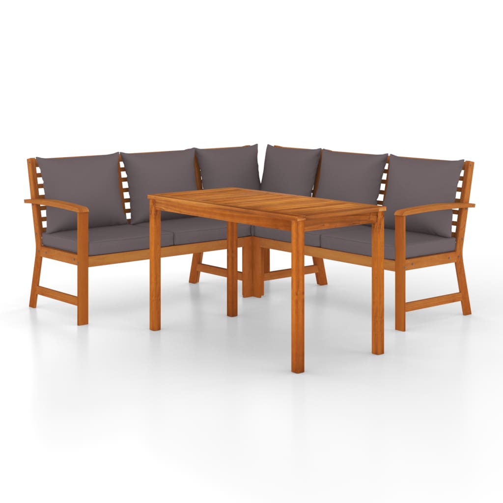 Patio Dining Set Natural wood & Dark Grey