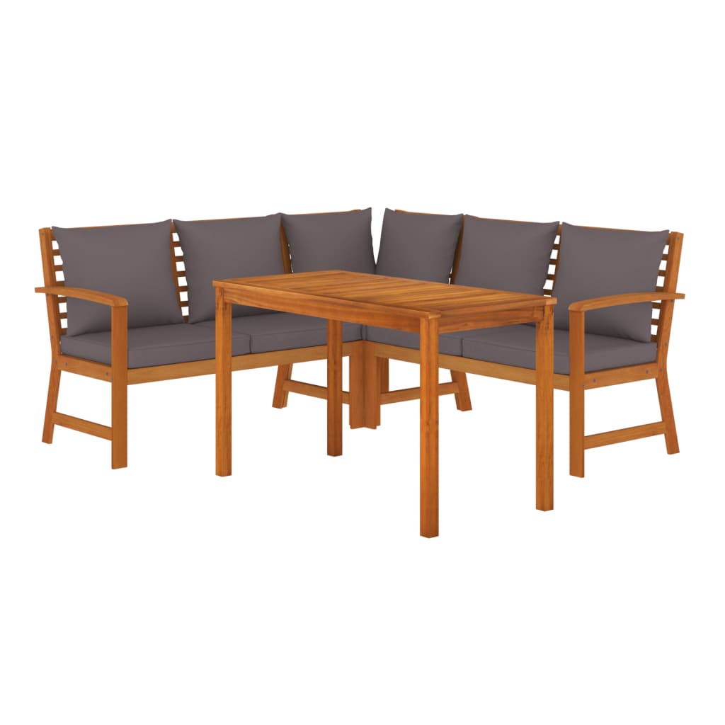 Patio Dining Set Natural wood & Dark Grey