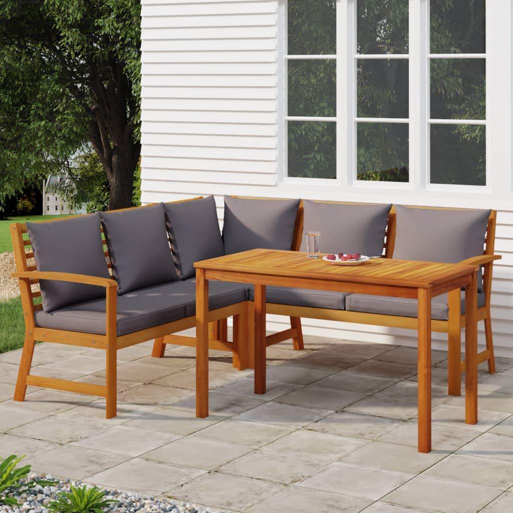 Patio Dining Set Natural wood & Dark Grey