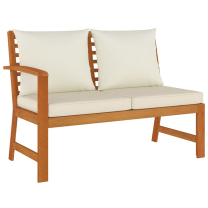 Garden Dining Set Cream white cushions, Natural wood