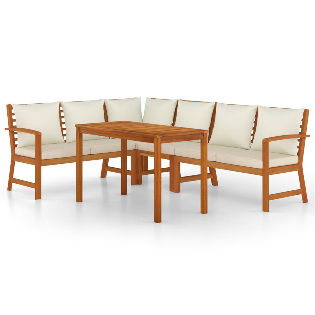 Patio Dining Set Natural Solid Acacia Wood Standard Modular