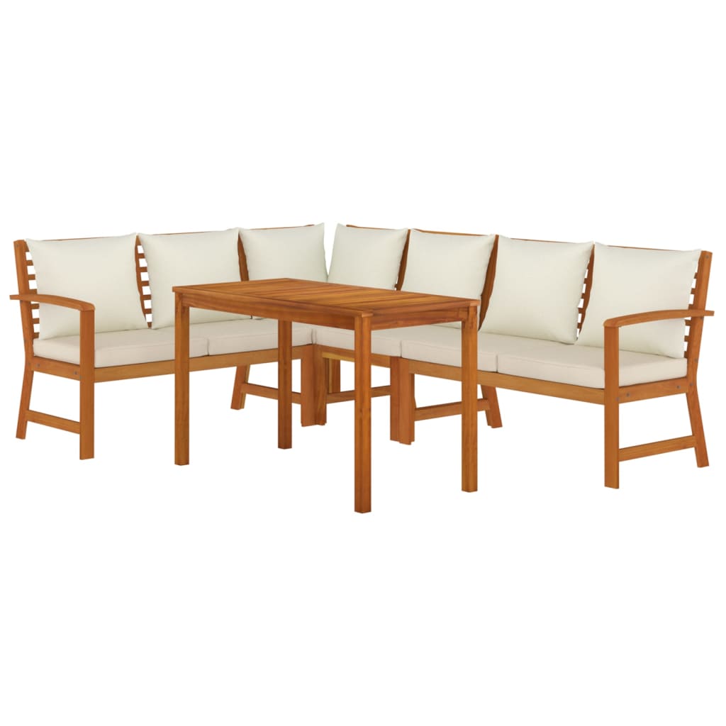 Patio Dining Set Natural Solid Acacia Wood Standard Modular