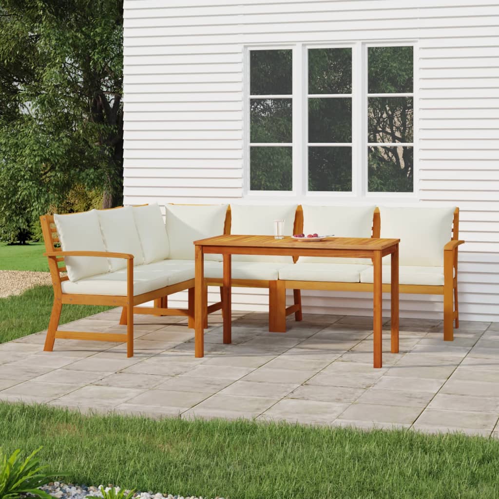 Patio Dining Set Natural Solid Acacia Wood Standard Modular