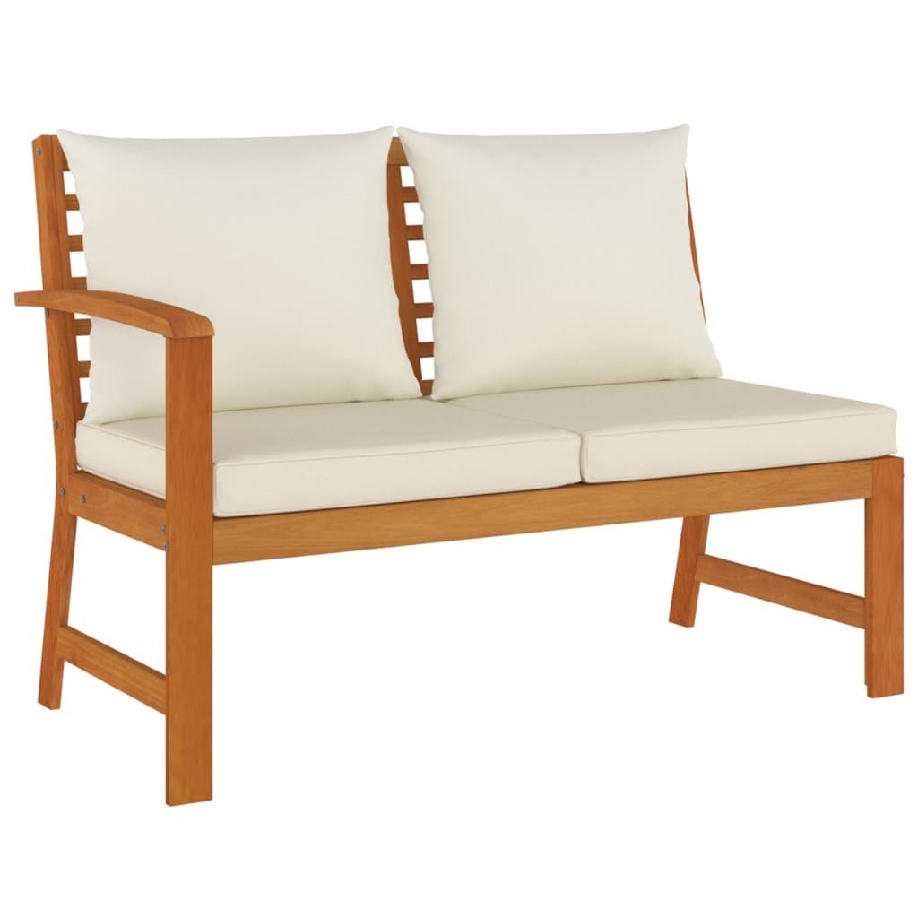 Garden Dining Set Cream White, Natural Wood