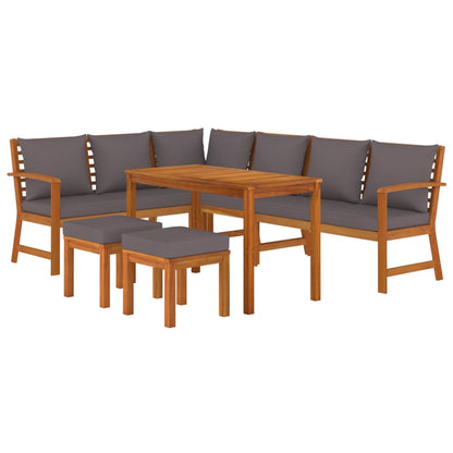 Patio Dining Set Solid wood with dark gray cushions