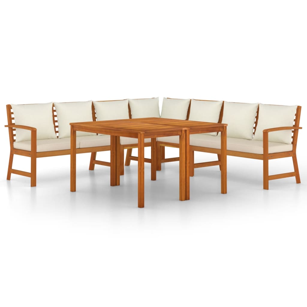 Patio Dining Set Natural Wood Solid Acacia Wood