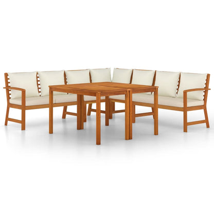 Patio Dining Set Natural Wood Solid Acacia Wood