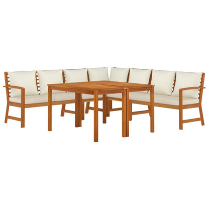 Patio Dining Set Natural Wood Solid Acacia Wood