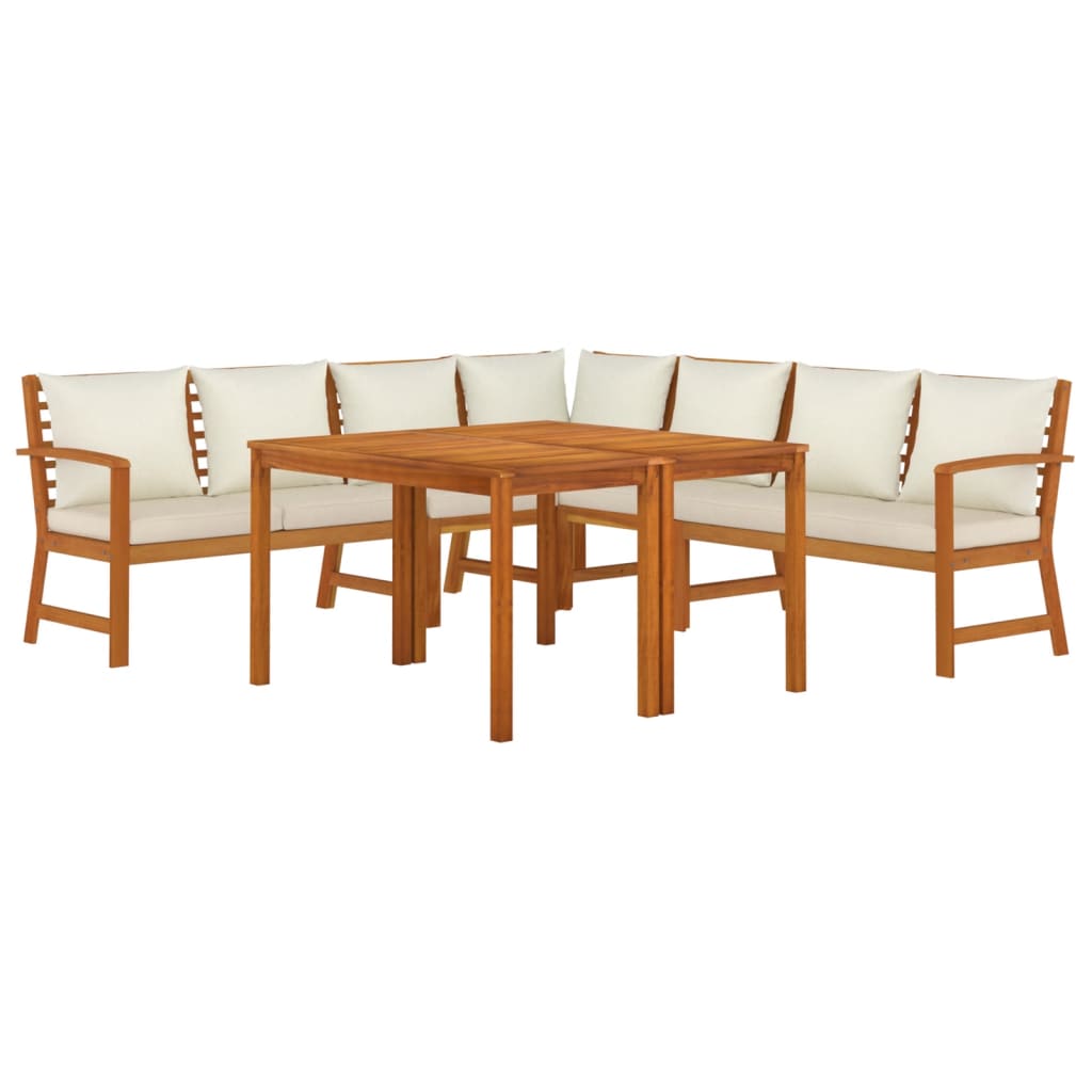 Patio Dining Set Natural Wood Solid Acacia Wood