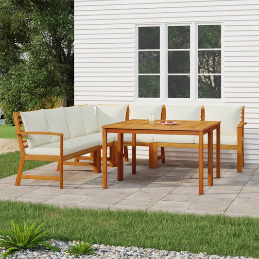 Patio Dining Set Natural Wood Solid Acacia Wood