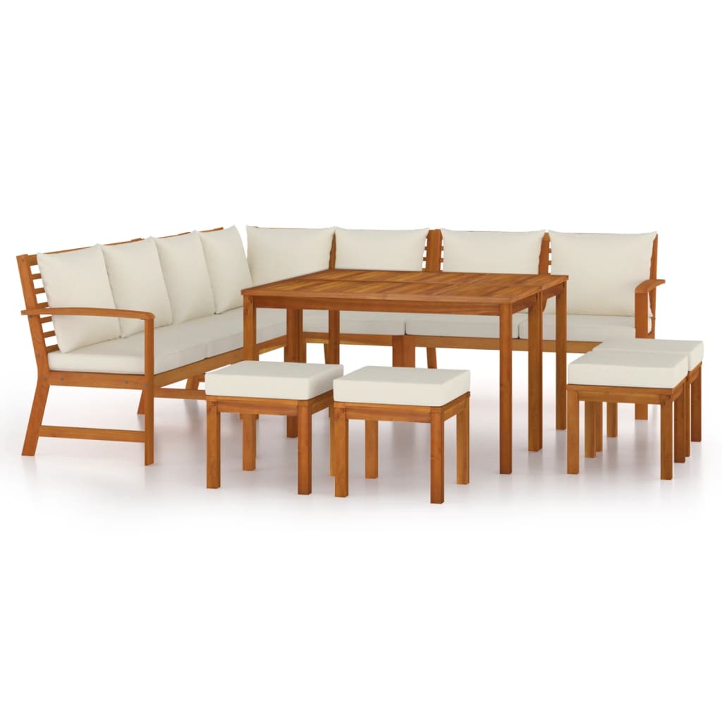 Garden Dining Set Natural wood, cream