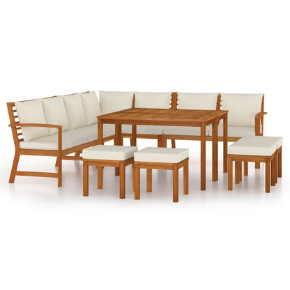 Garden Dining Set Natural wood, cream