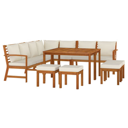 Garden Dining Set Natural wood, cream