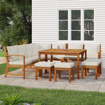 Garden Dining Set Natural wood, cream