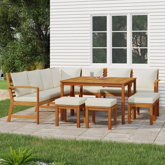 Garden Dining Set Natural wood, cream