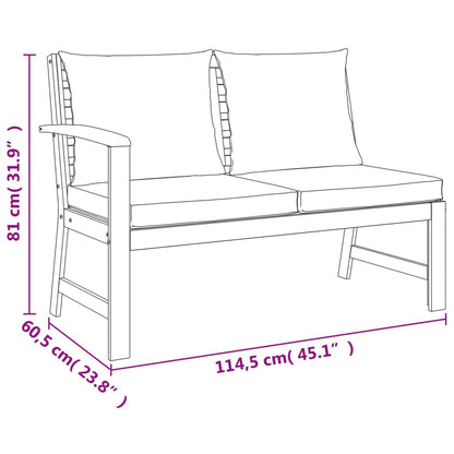 Patio Dining Set Cream White, Wood Solid Acacia Wood, 100% Polyester