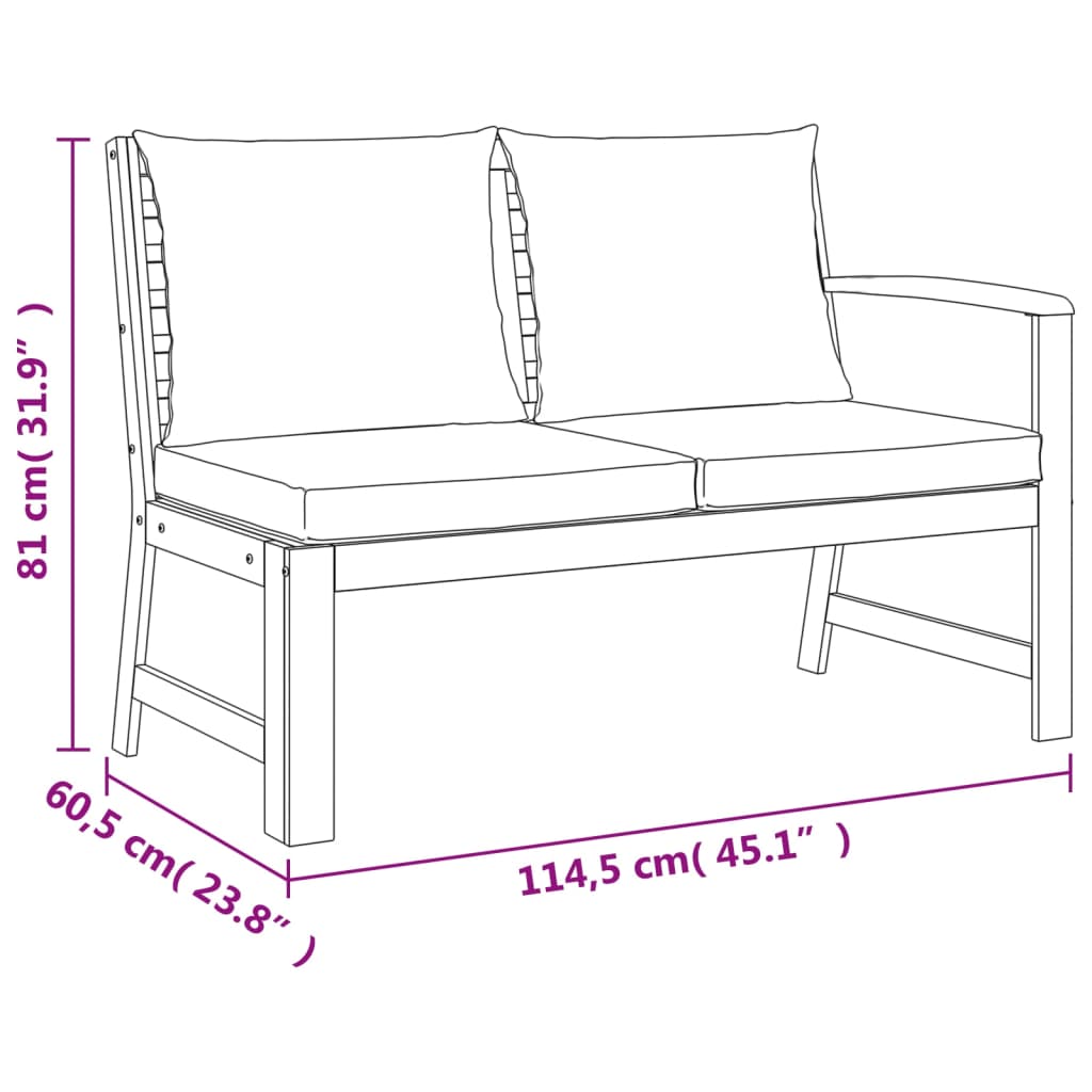 Patio Dining Set Cream White, Wood Solid Acacia Wood, 100% Polyester