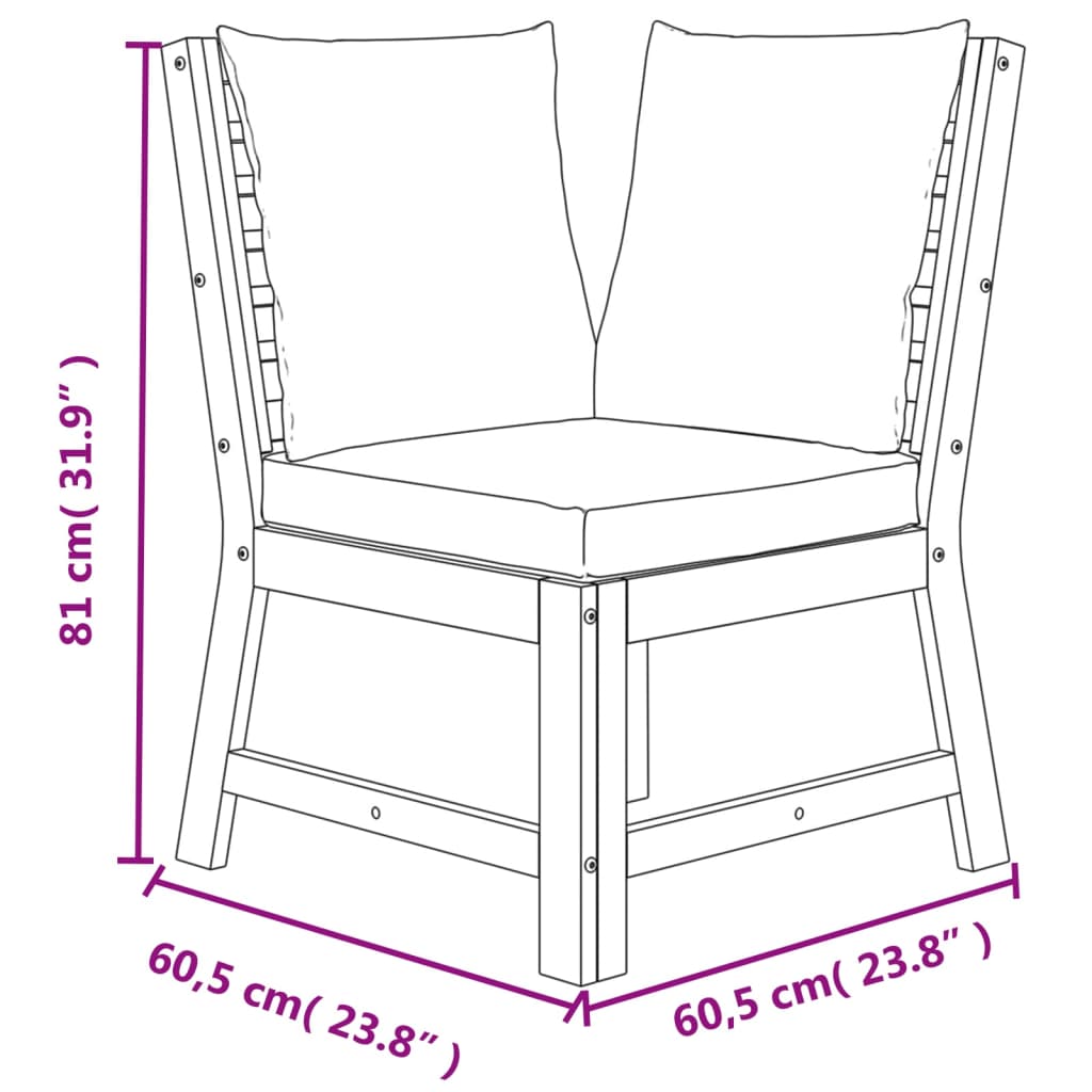 Patio Dining Set Cream White, Wood Solid Acacia Wood, 100% Polyester