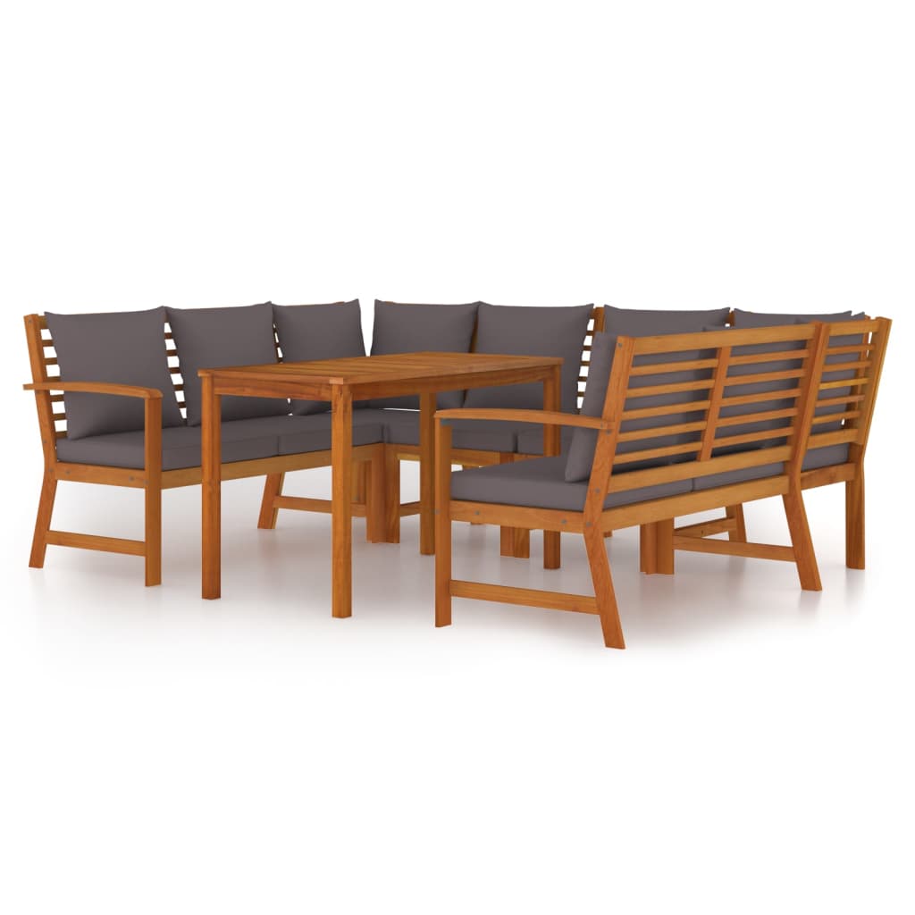 Patio Dining Set Dark grey, Natural wood