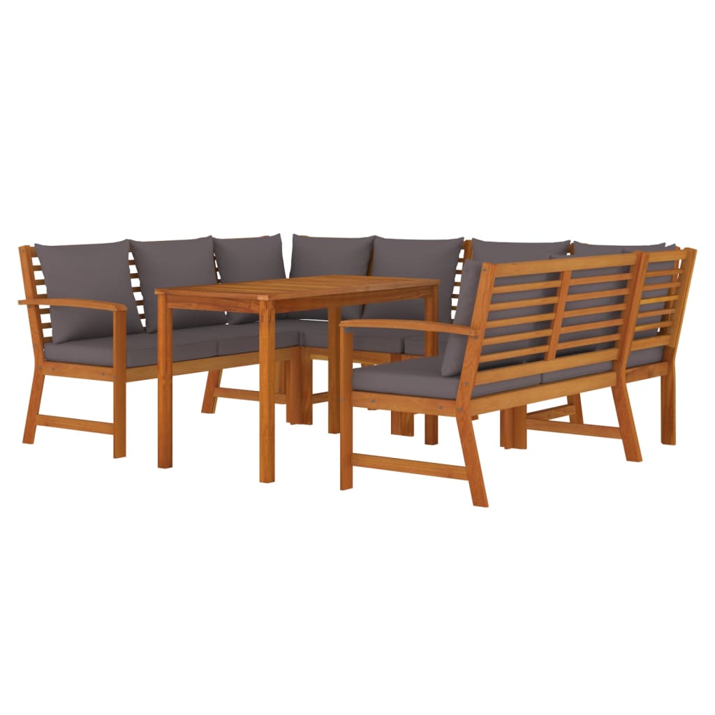 Patio Dining Set Dark grey, Natural wood