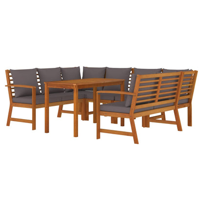 Patio Dining Set Dark grey, Natural wood