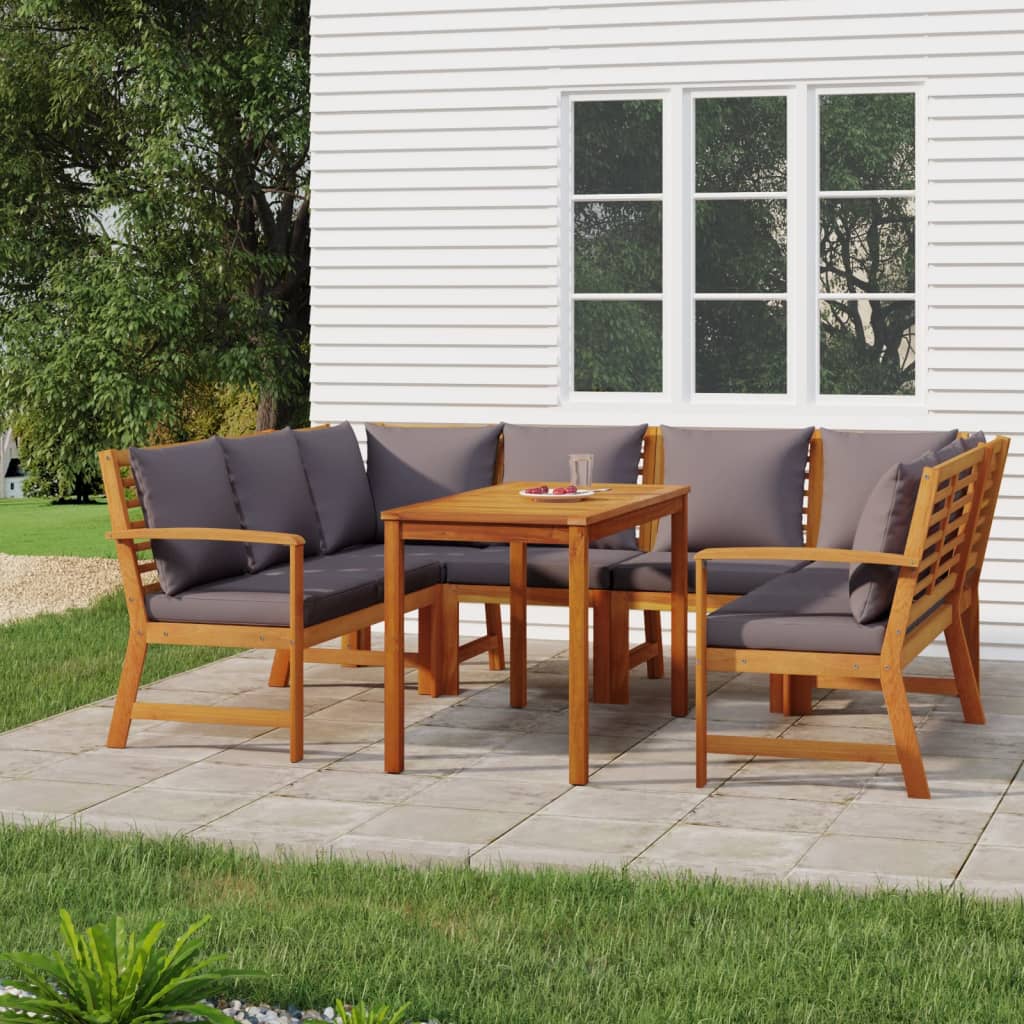 Patio Dining Set Dark grey, Natural wood