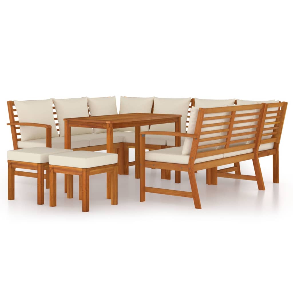 Garden Dining Set Brown Solid Acacia wood Large Modular