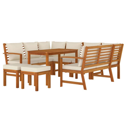 Garden Dining Set Brown Solid Acacia wood Large Modular