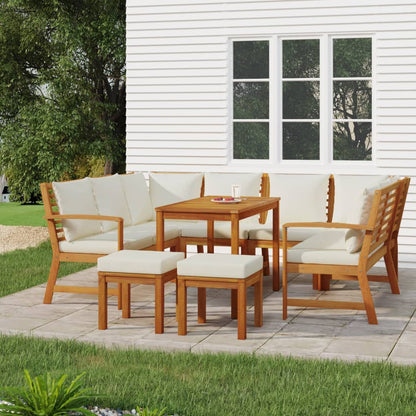 Garden Dining Set Brown Solid Acacia wood Large Modular