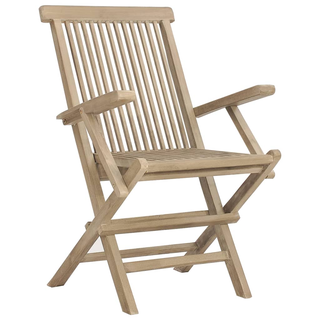Garden Dining Set Grey Solid teak wood 5-piece set Foldable