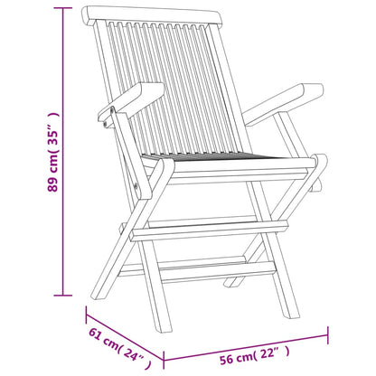 Garden Dining Set Grey Solid teak wood 5-piece set Foldable
