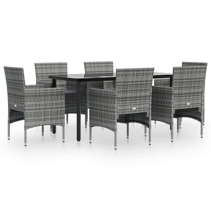 Garden Dining Set Grey Poly Rattan 7 Piece Durable